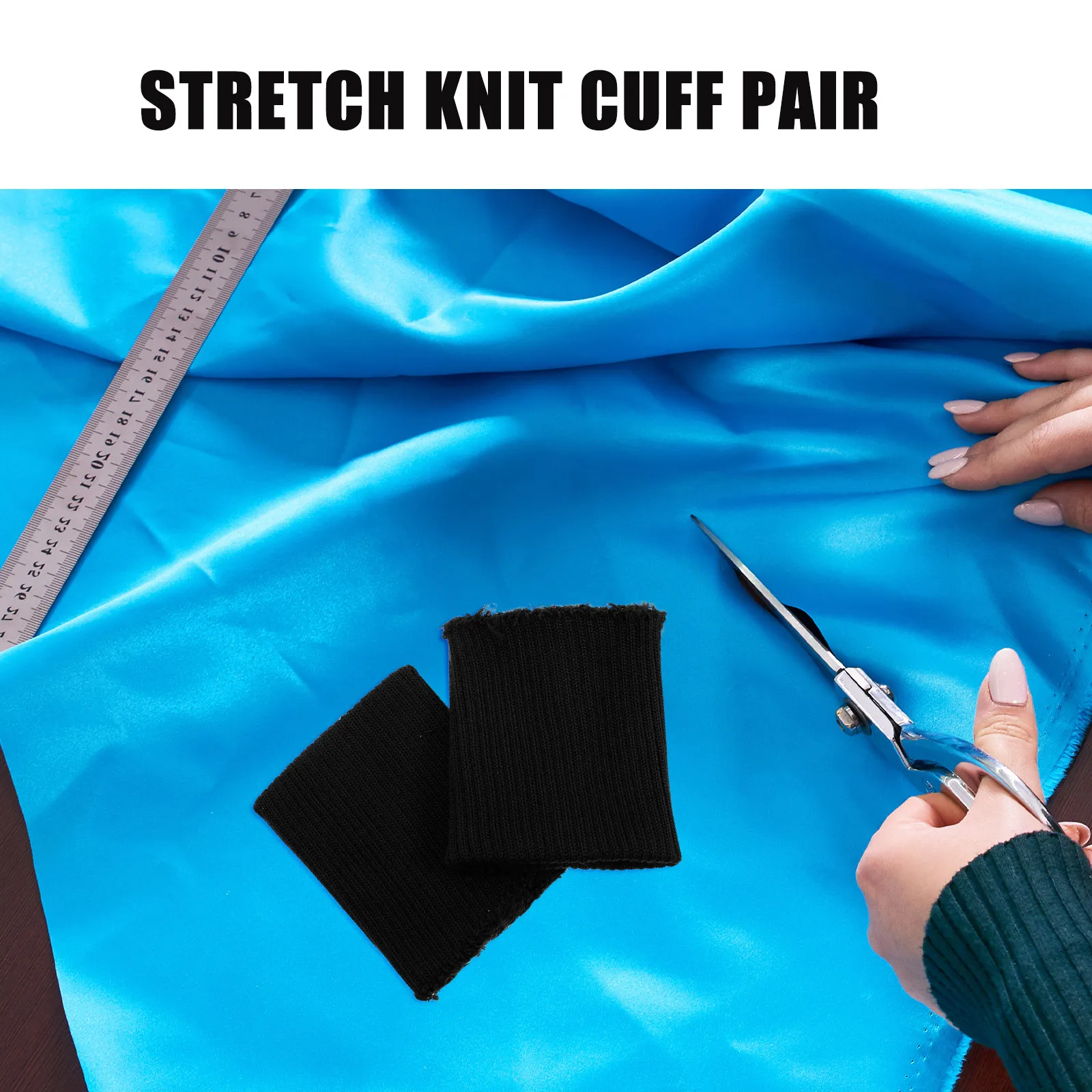 1Pair Knit Rib Cuff Sleeve for Jacket Sportswear Pants DIY Repair Stretch Tubular Rib Cuffing Padded Shape Retention Seamless