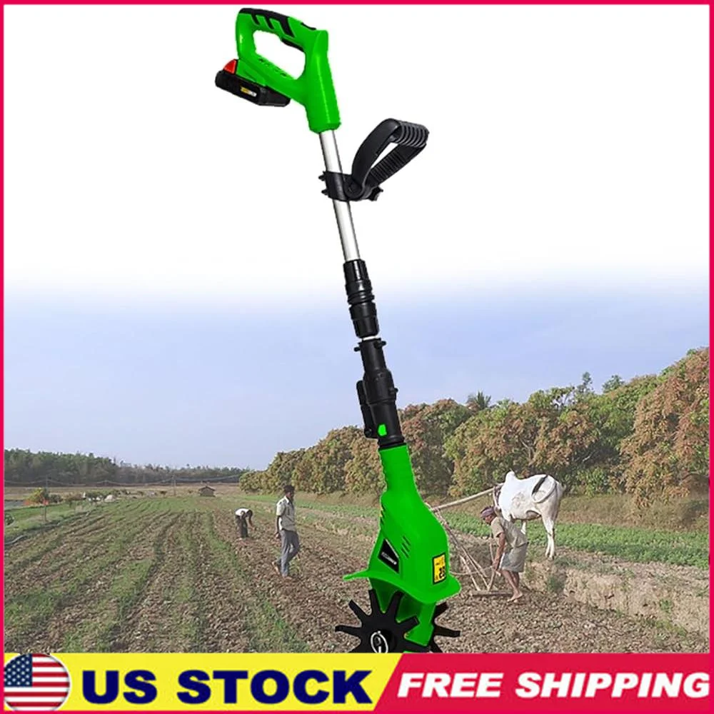 Rotary Cultivator Cordless Garden Tiller Battery Powered Lawn Farm Telescopic Power Cultivator Tool Hand Tiller Soil Mixing or