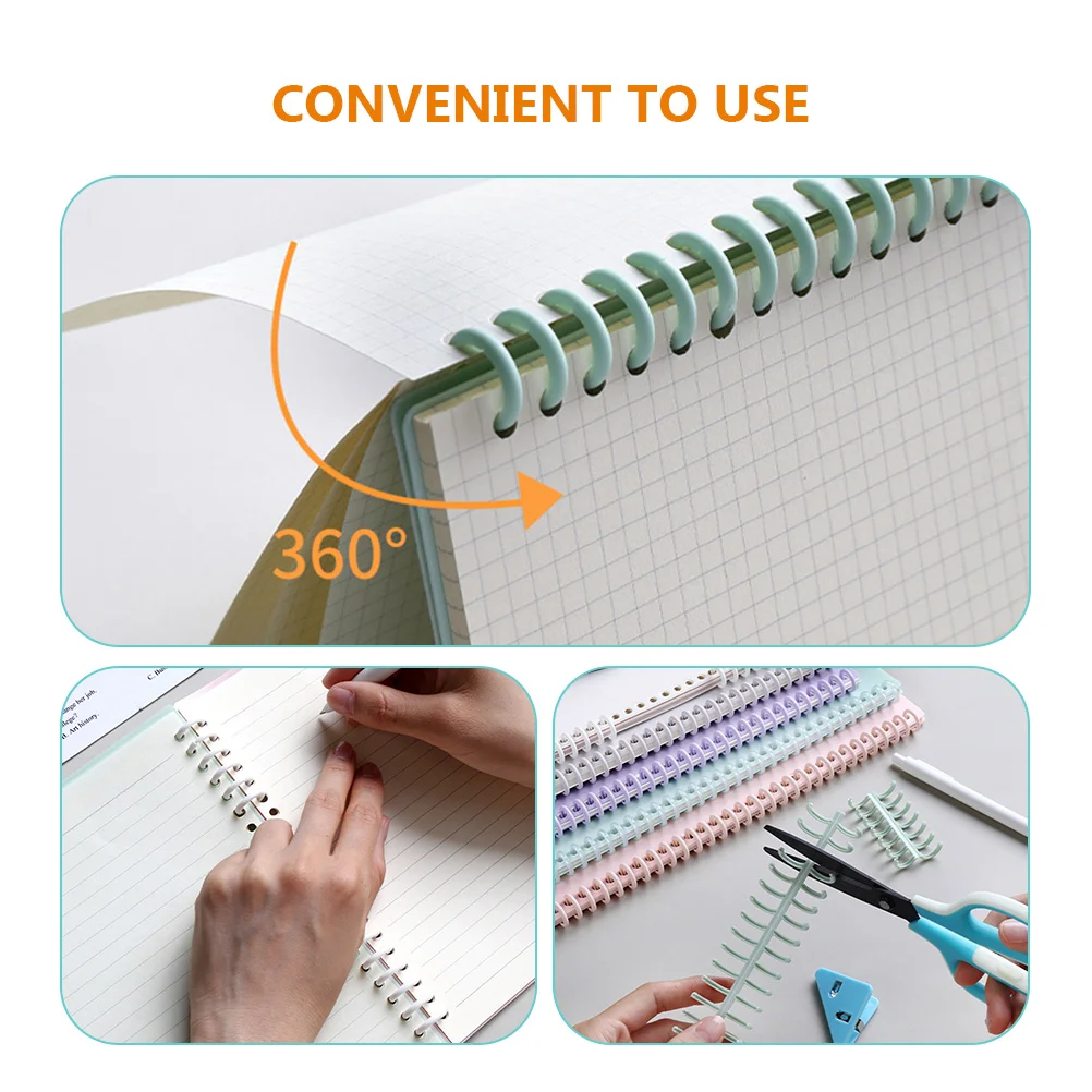 

10pcs Loose Leaf Ring Binding Spirals Plastic Spine Notebook Coil for Folder Rings Lightweight Store