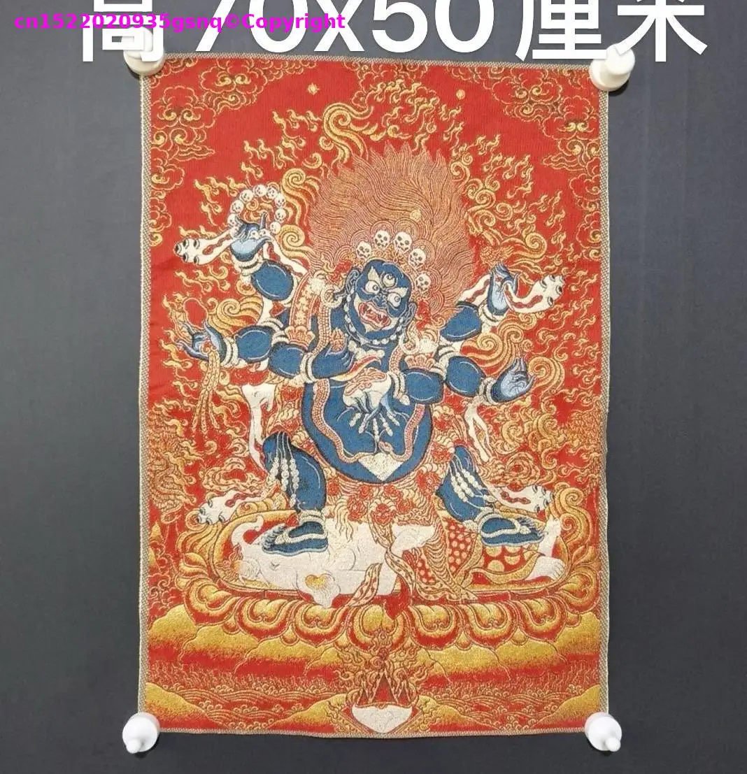 Buddhist supplies articles,Mahakala painting,Silk embroidery Thangka painting,Buddhist decoration,Buddhist altar decor painting