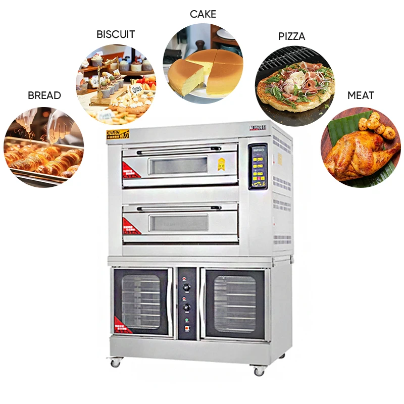 Commercial 2 Deck Pizza Oven with 10 Trays Proofer with Stone Base and Steam Function