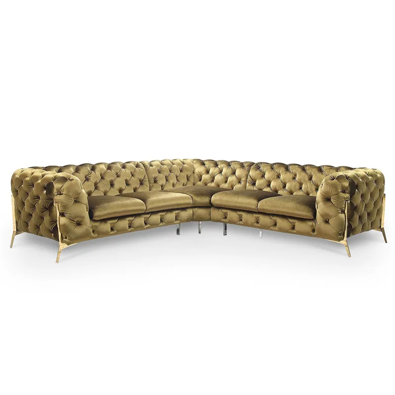 yh-Wholesale Luxury Corner Sofa L Shape Gold Foot Couch Living Room Sofa#