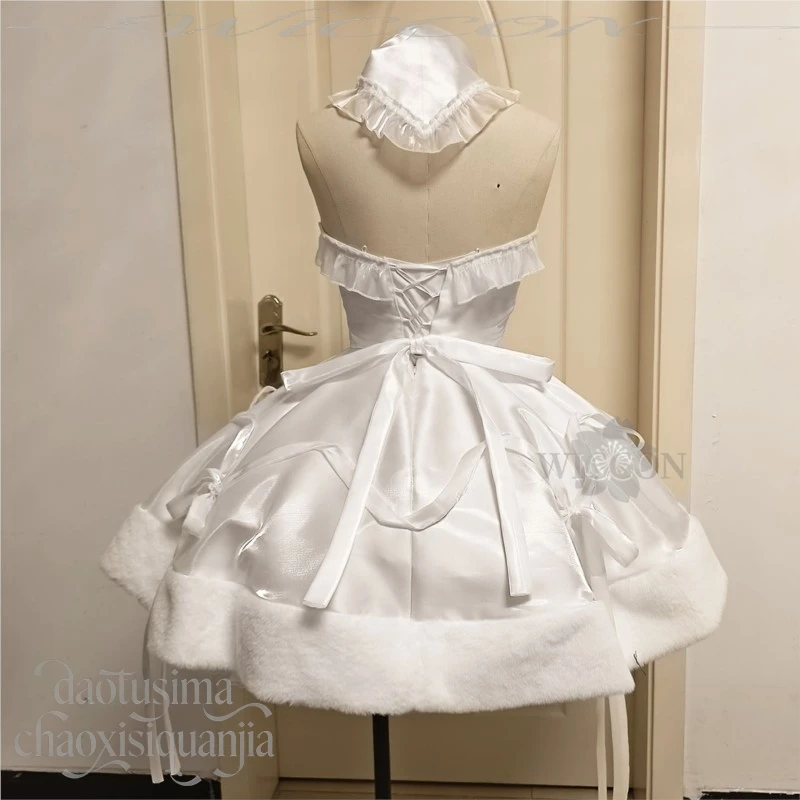 Costume de cosplay Jirai Kei Stage Sua Alien, série Zombie, robe blanche avec crinoline, casque et masque 3D, idéal pour l'anime