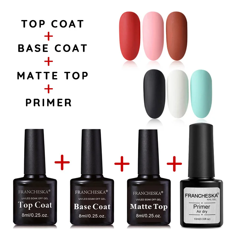 New Nail Polish Base Foundation And No Wipe Top Coat Transparent Primer Soak Off Primer Seal Layer Frosted Seal Layer Set TSLM2