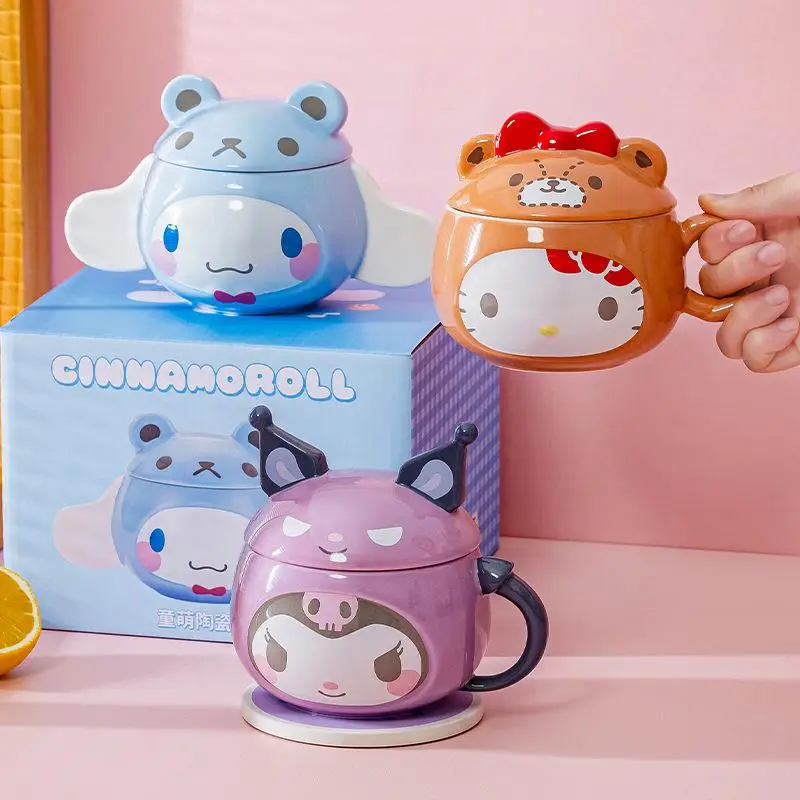 Cartoon Cinnamoroll Kuromi Pompompurin Kittys Children Big Belly Cup Cute Water Cup Anime Three-Dimensional Shape Juice Milk Cup