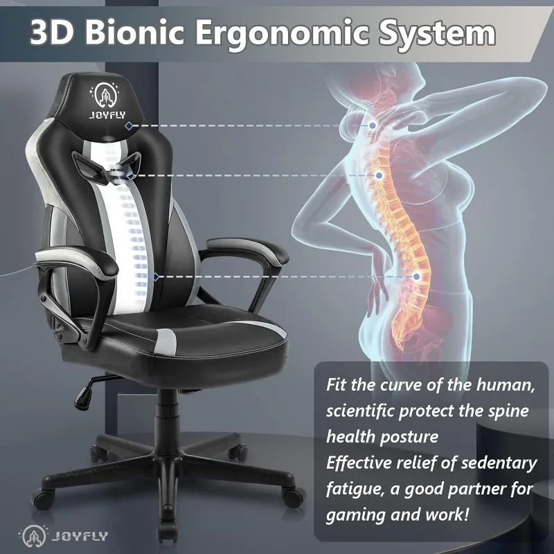 Silla ergonómica de Gaming para adultos y adolescentes, sillón Gamer de estilo de carreras, PC con soporte Lumbar, 300lbs (negro)