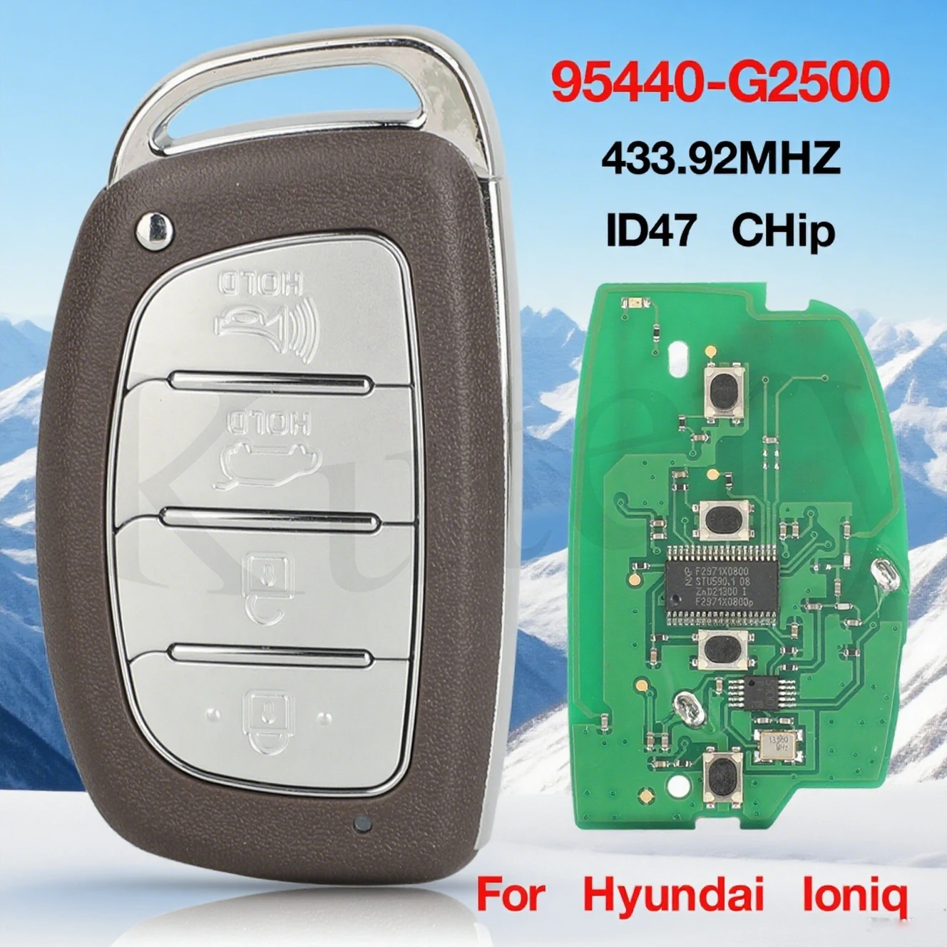 

jingyuqin 433.92MHz ID47Chip Smart Remote Car Key For Hyundai Ioniq 2020 2021 Fob TQ8-FOB-4F11 P/N: 95440-G2500 Full Key