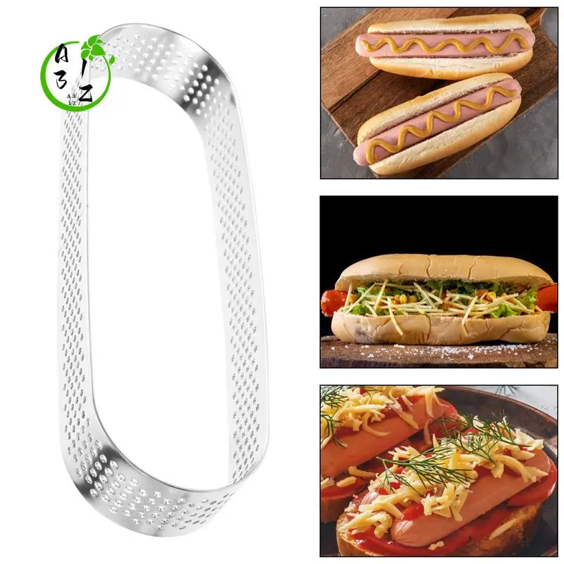 

A31Z-15Pcs Oval Tartlet Molds Perforated Tart Molds For Baking Stainless Steel Round Form Ring For Tart Mousse Pies Quiche