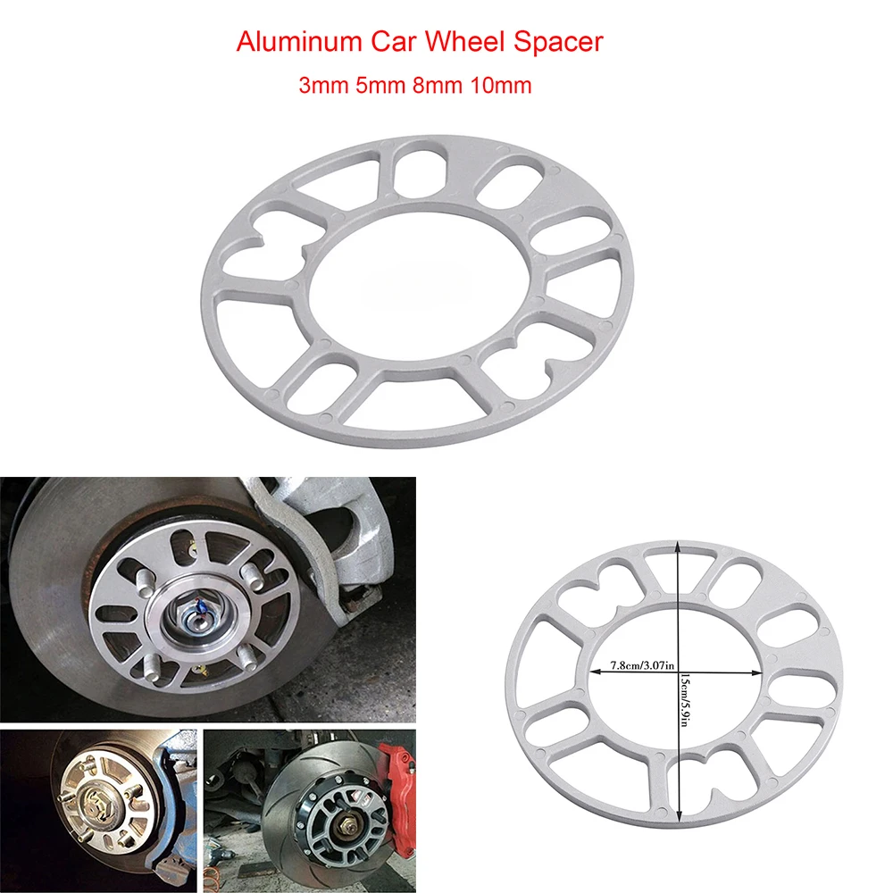 

SPEWPRP Universal 3mm 5mm 8mm 10mm Aluminum Car Wheel Spacer Shims Plate Fit 4x100 4x114.3 5x100 5x108 5x114.3 5x120