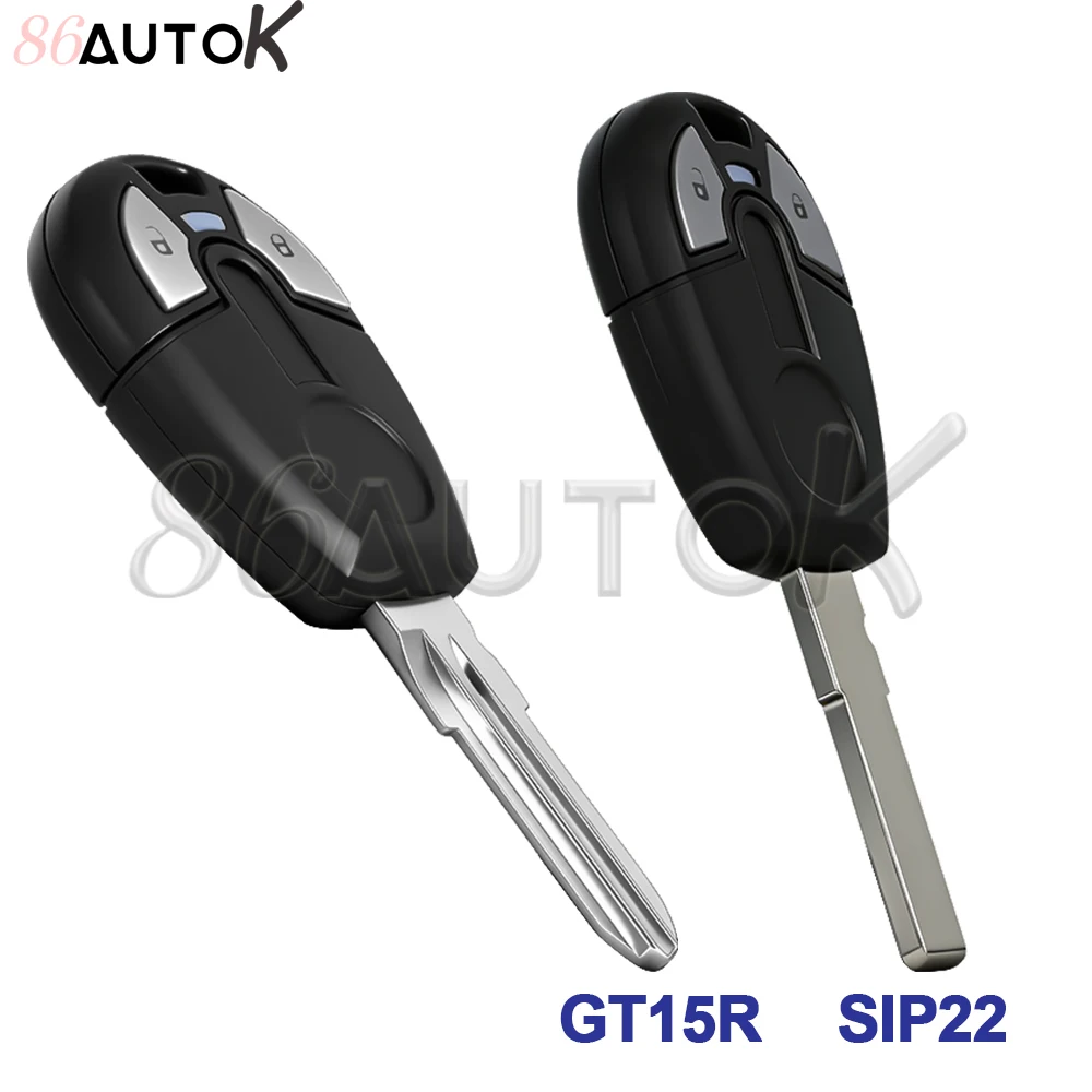 86AUTOK - Remote Control Car Key Shell Case For Fiat Brazil Positron Key Fob Cover Housing  2 Buttons Uncut Blade GT15R SIP22