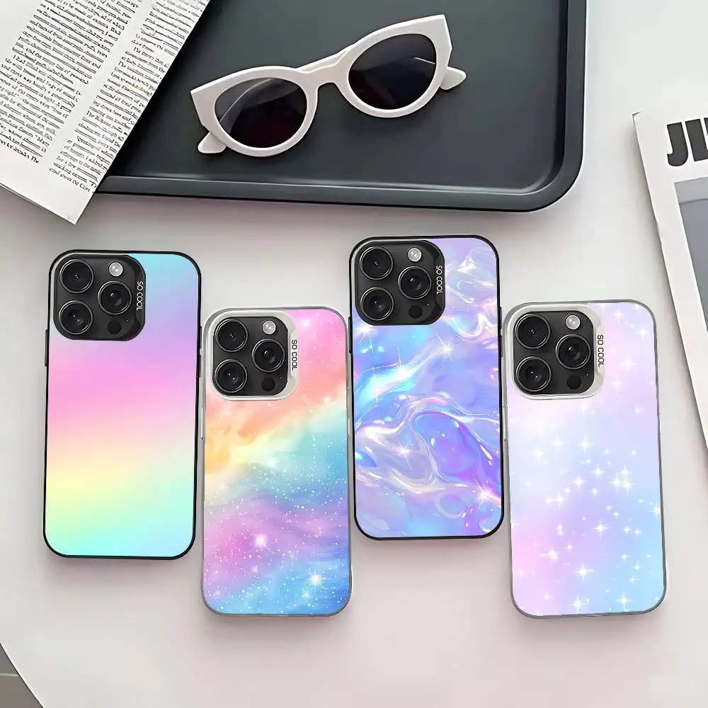 Mode Glitter Starry Gradient Telefon Fall Fall Für IPhone 17 16 15 14 13 12 11 Pro Max X XS XR Galvanisieren Silber IMD Abdeckung