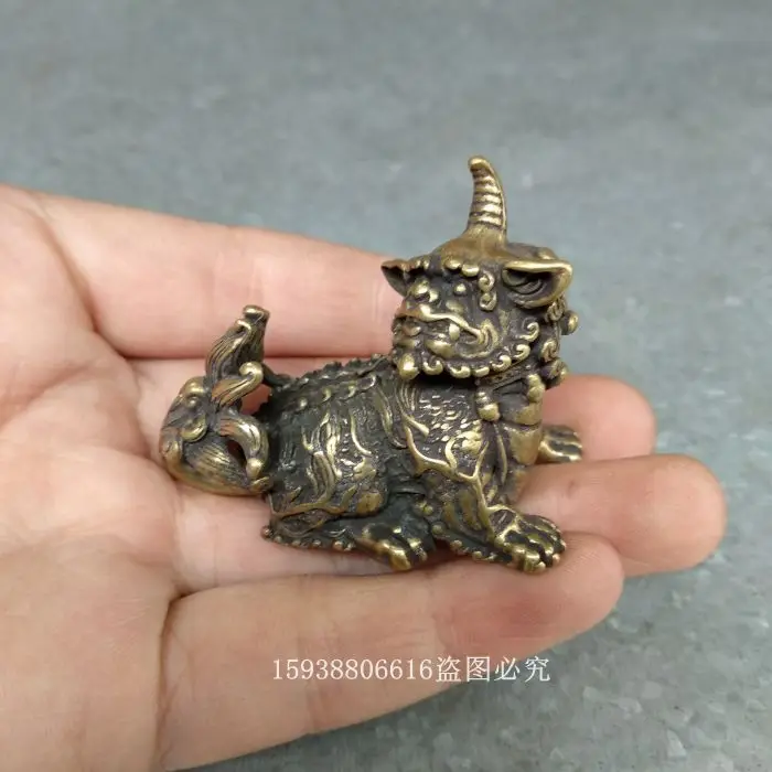 Antique Bronze Ware Antique Miscellaneous Collection Antique Old Bronze Brass Unicorn Lucky Beast Kirin Small Ornaments Old Good