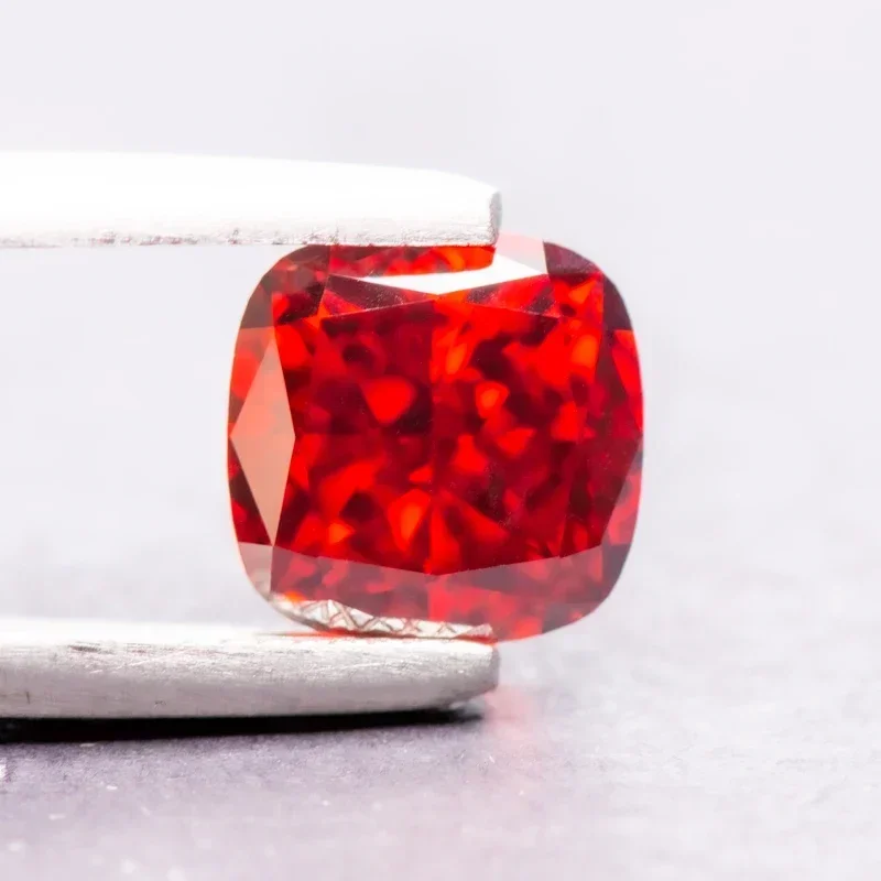 

Cubic Zirconia Red Color Cushion Shape 4k Crushed Ice Cut 5A Grade Charm Beads for DIY Jewelry Making Ring Necklace Materials