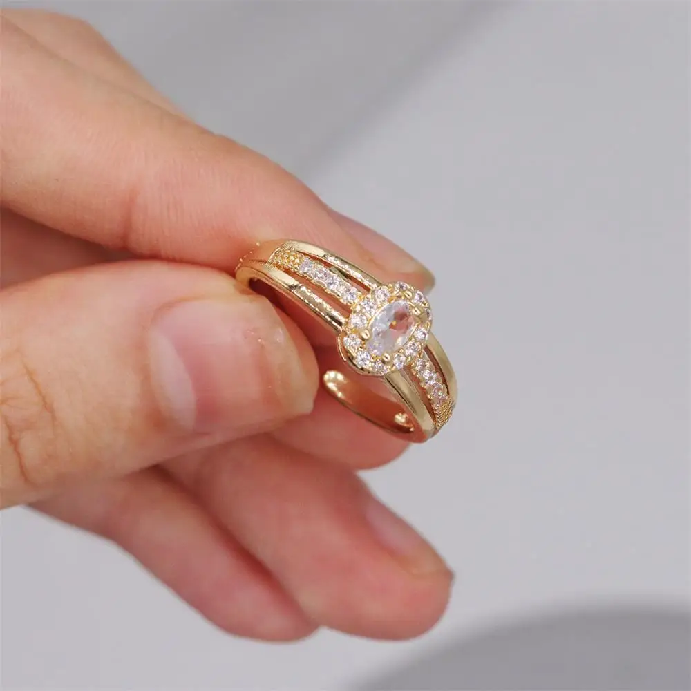 ALIYA Fashion Zircon Rings for Women Girls Classical Wedding Engagement Jewelry Gifts Weave Crystals Party Finger Rings