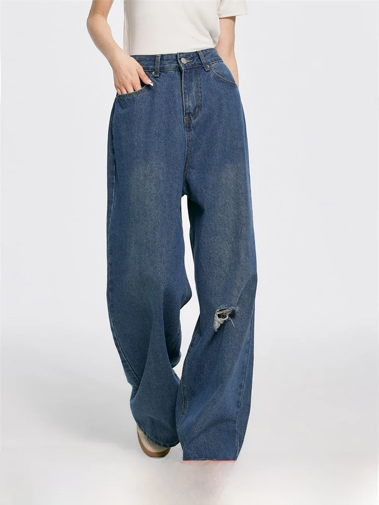 

Chill Zoe Lazy Wide Leg Floor-Length Jeans Women's Summer New High Waist Long Pants Regular Thin Spring Summer