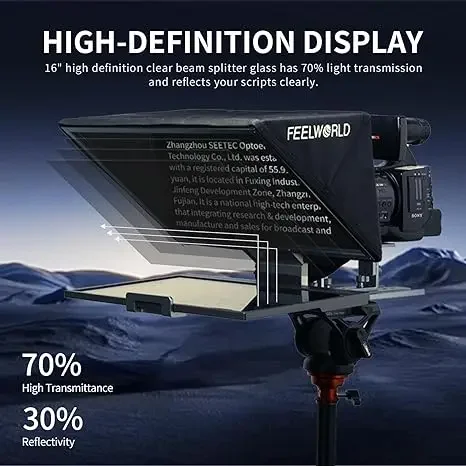 FEELWORLD TP16 16 بوصة ملقن قابل للطي يدعم ما يصل إلى 16 "الكمبيوتر اللوحي الأفقي العمودي Prompting APP التحكم عن بعد حمل