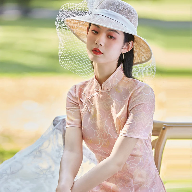 

New Chinese Sle Young Women's Qipao Dr Summer Version Ele High End Reformed Traditional Long Sve Midi D...