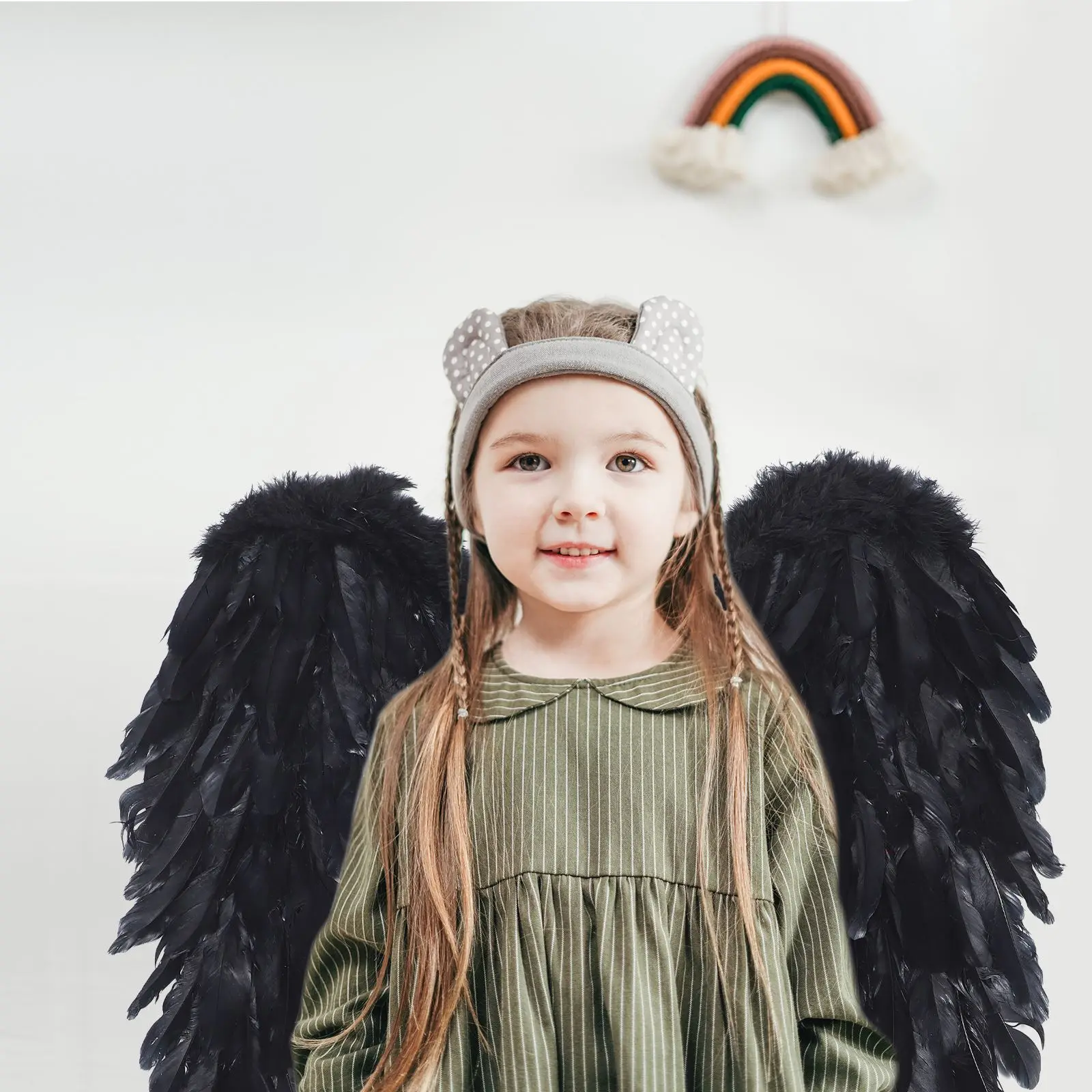 Angel Feather Wing Christmas Party Outfit kids black Angel Wing gift Stage Performance costume Scene Layout prop Halloween party