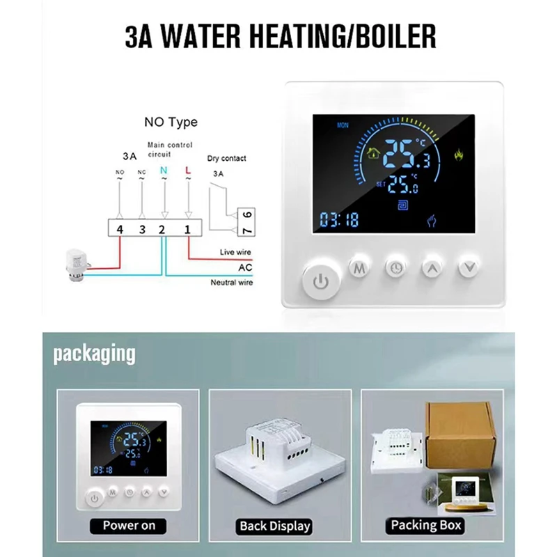 TUYA Thermostat Temperature Controller Water Electric Floor Heating TRV Digital LCD Display Wall Mounted