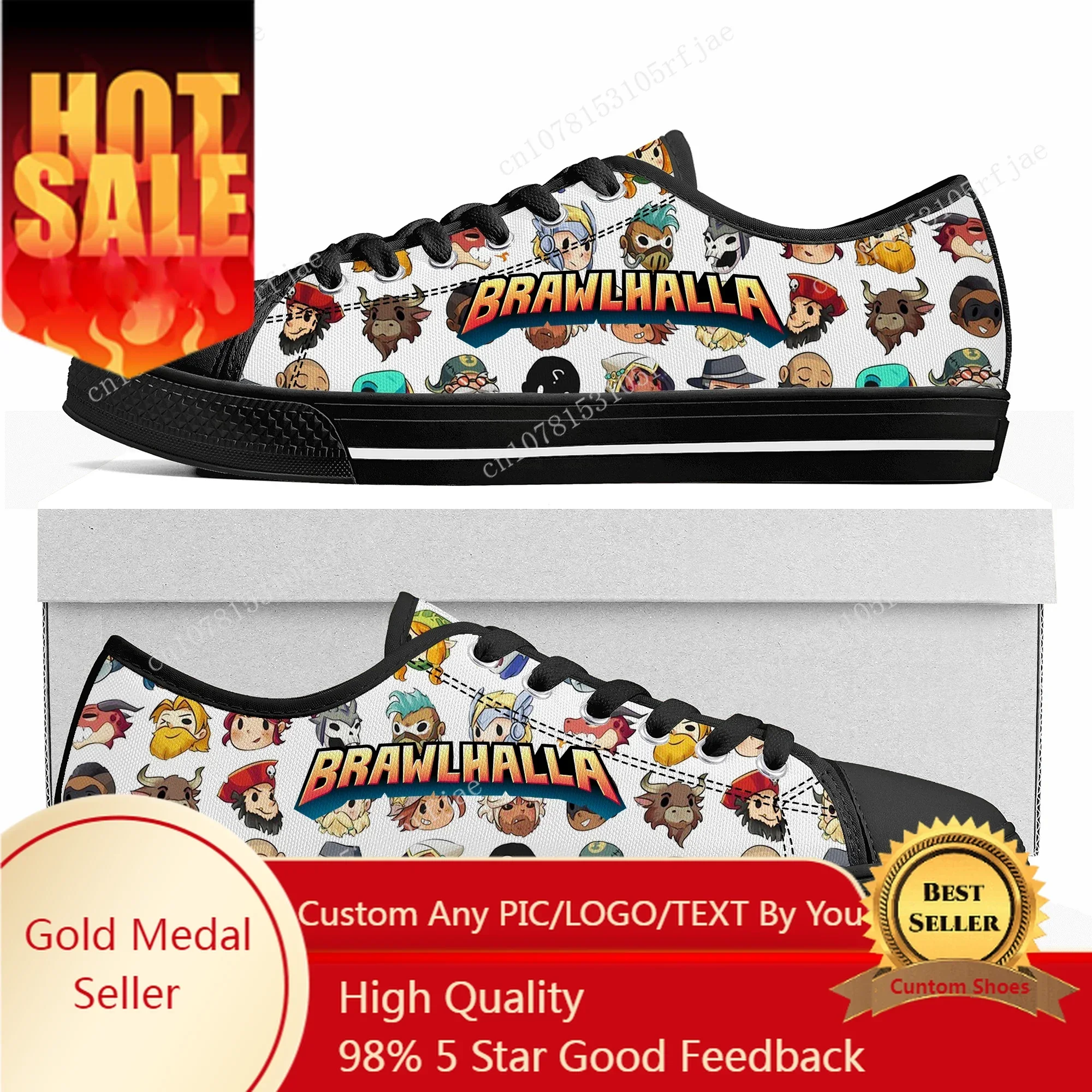 Brawlhalla Custom Low Top Sneakers Cartoon Game Women Men Teenager Shoes Casual Fashion Tailor Made Canvas Sneaker