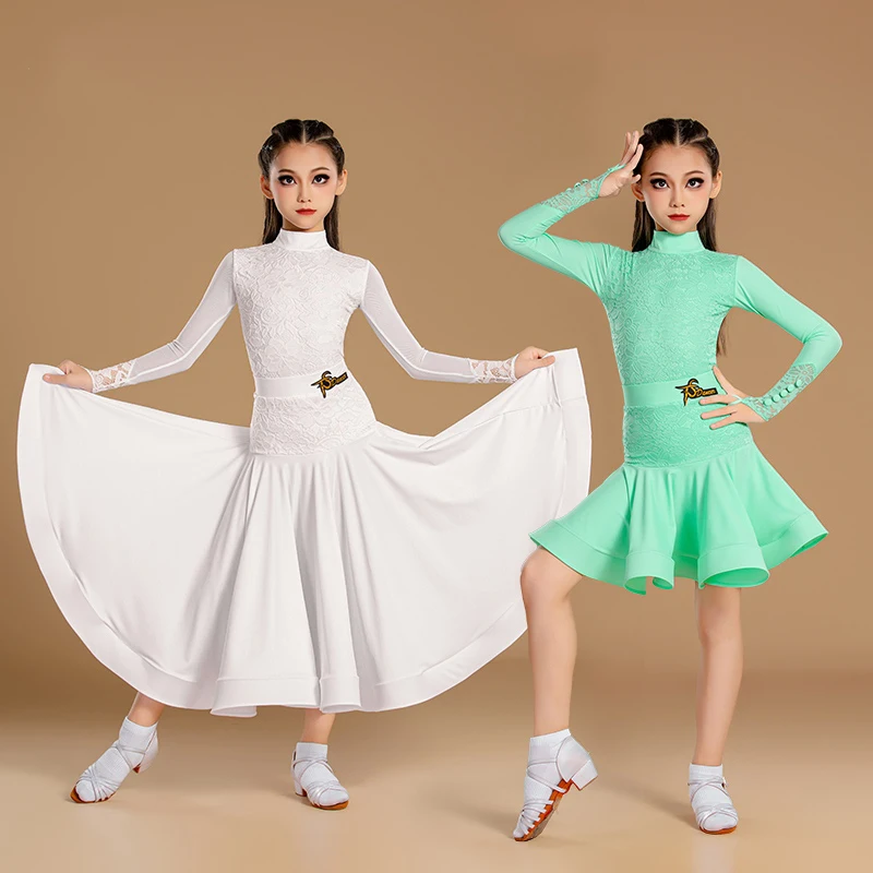 

New Children'S Latin Dance Competition Costume Waltz Modern Dancing Dresses Girls Ballroom Dance Performance Dress SL12641