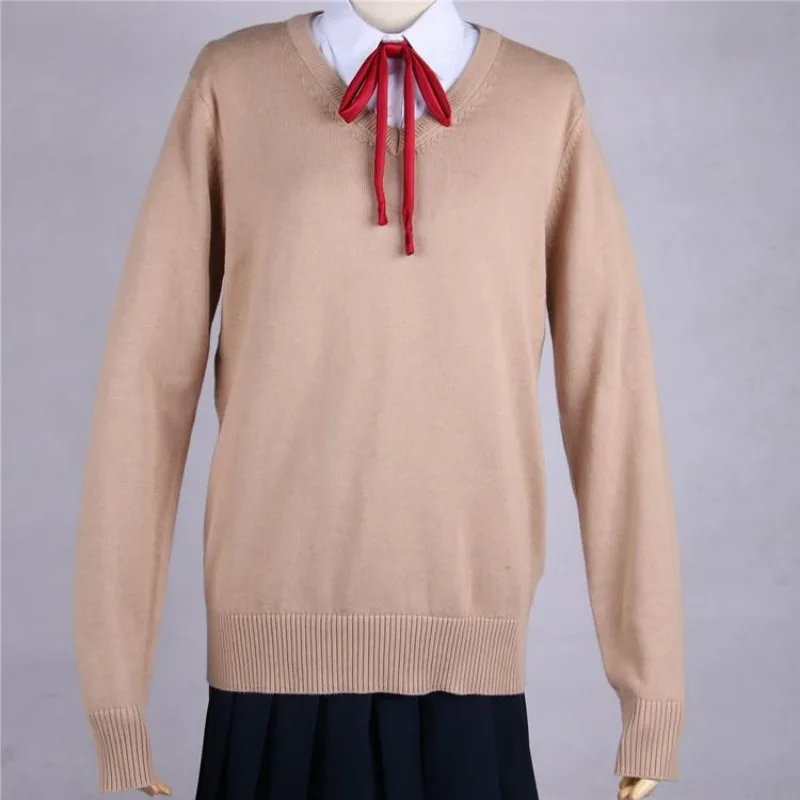 Spring Autumn Students Girls Boys Sweater School Uniforms Long Sleeved V-neck Solid Color Women Knitwear Pullovers Inner Match