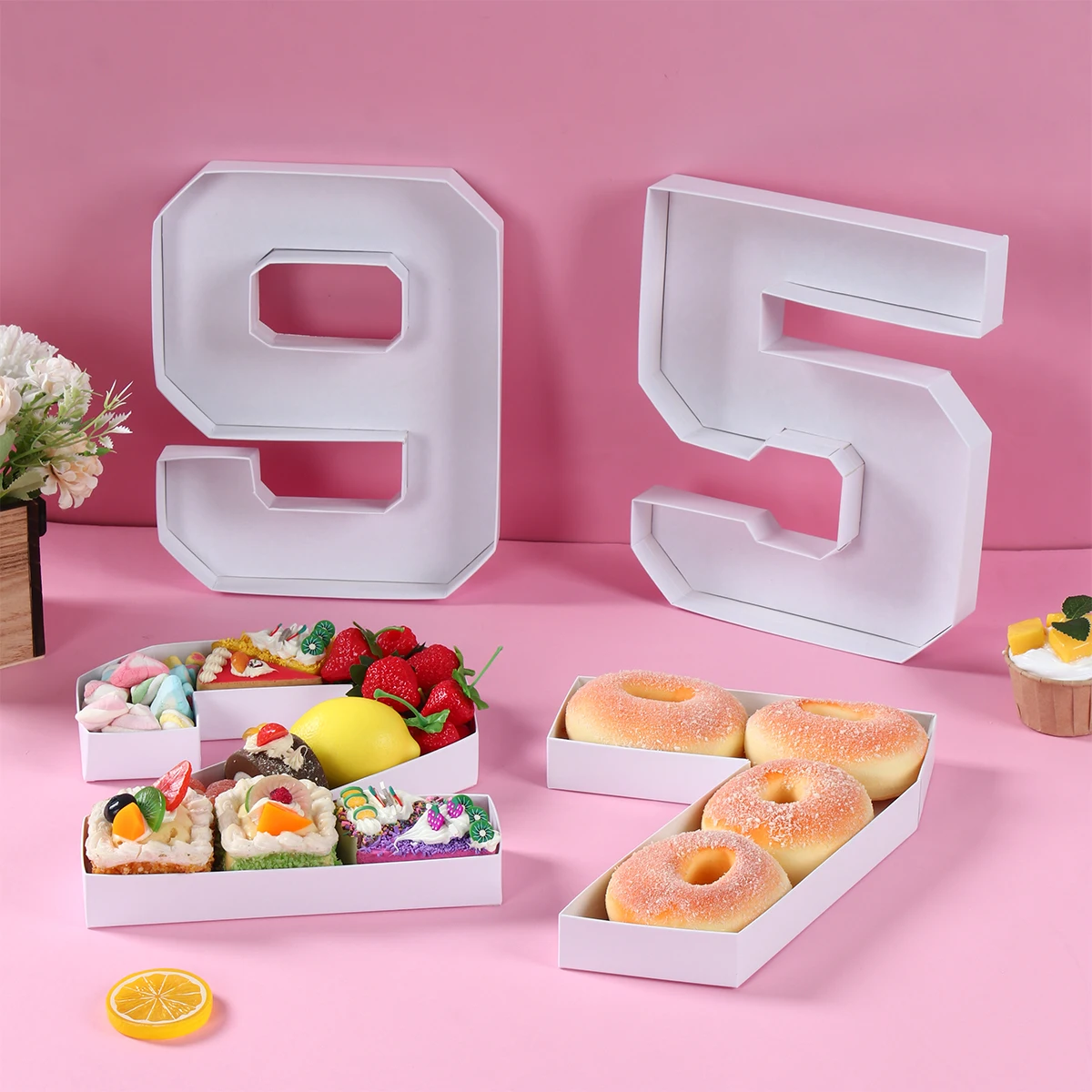 26cm Number Shaped Candy Food Tray Cardboard Numbers 1st Birthday Decoration Graduation Happy New Year 2025 Party Decoration