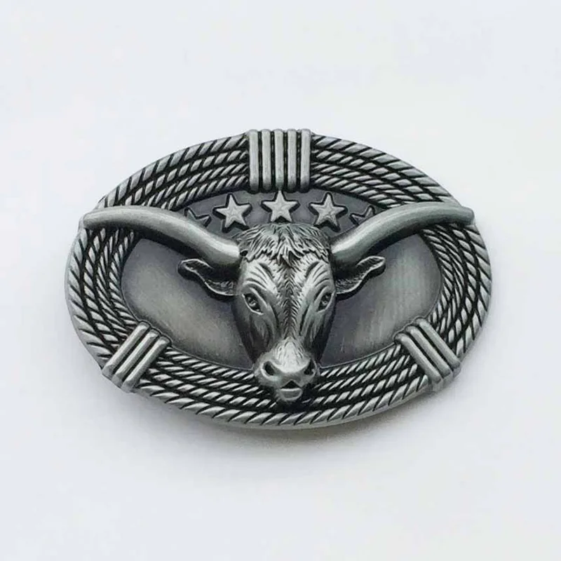 Black Bull Horn Head Enamel Belt Buckle