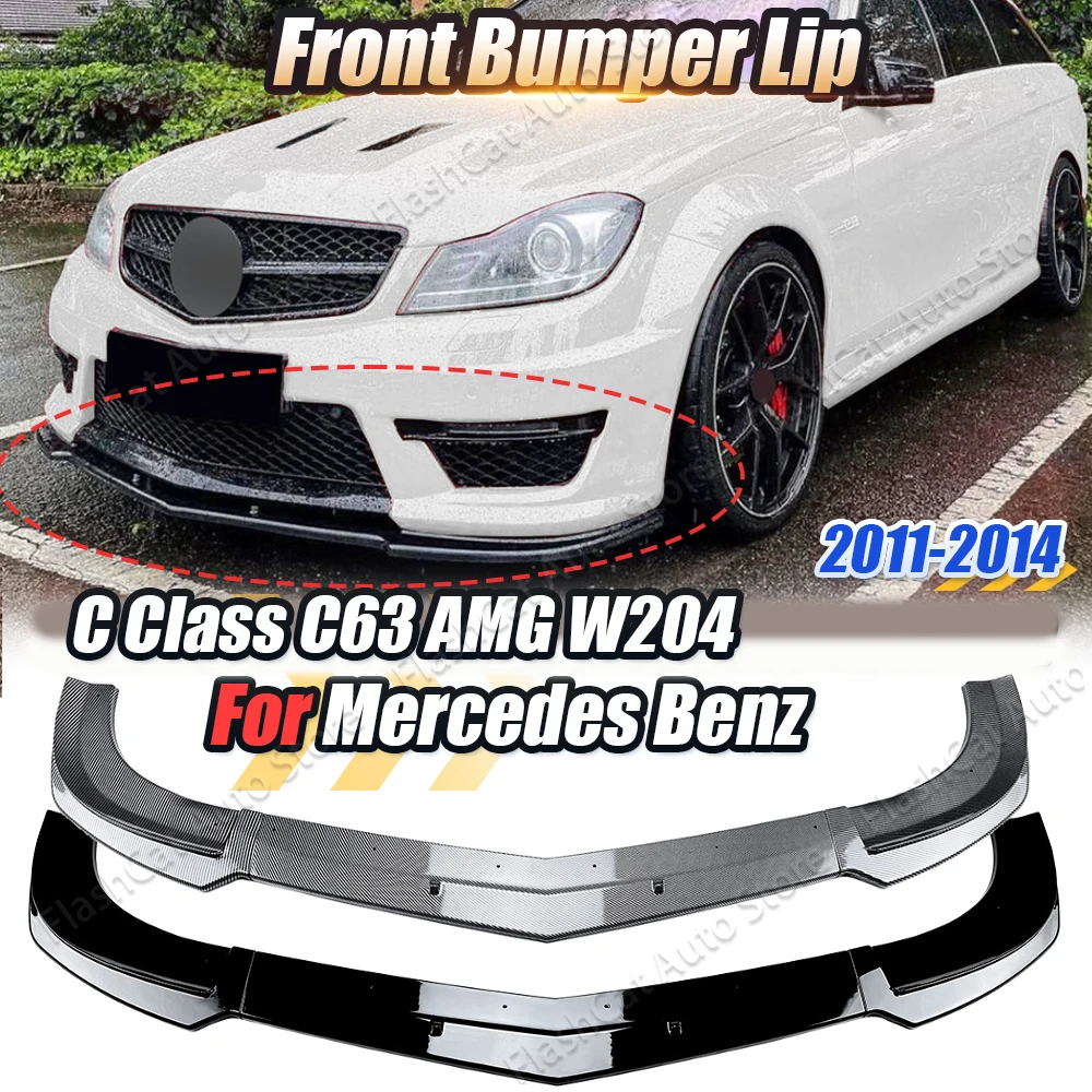 W204 C63 Car Front Bumper Lip Splitter Diffuser Spoiler Guard For Mercedes Benz C Class W204 S204 C63 AMG 2011 2012 2013 2014