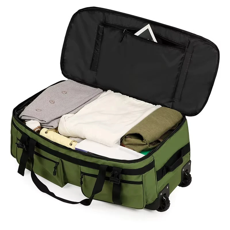 سعة كبيرة عجلات السفر عادية حقيبة عصرية 180 افتتاح الأمتعة على ظهره متعددة جيب أكياس تخزين متعددة الوظائف #3