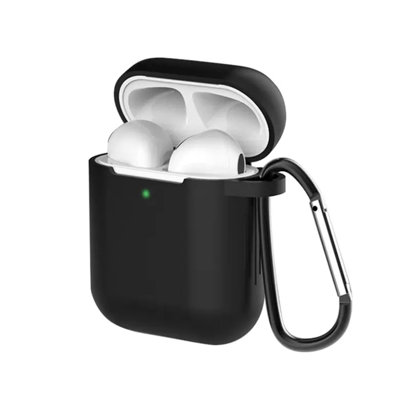 Funda de silicona suave para AirPods 1 y 2 con hebilla de gancho
