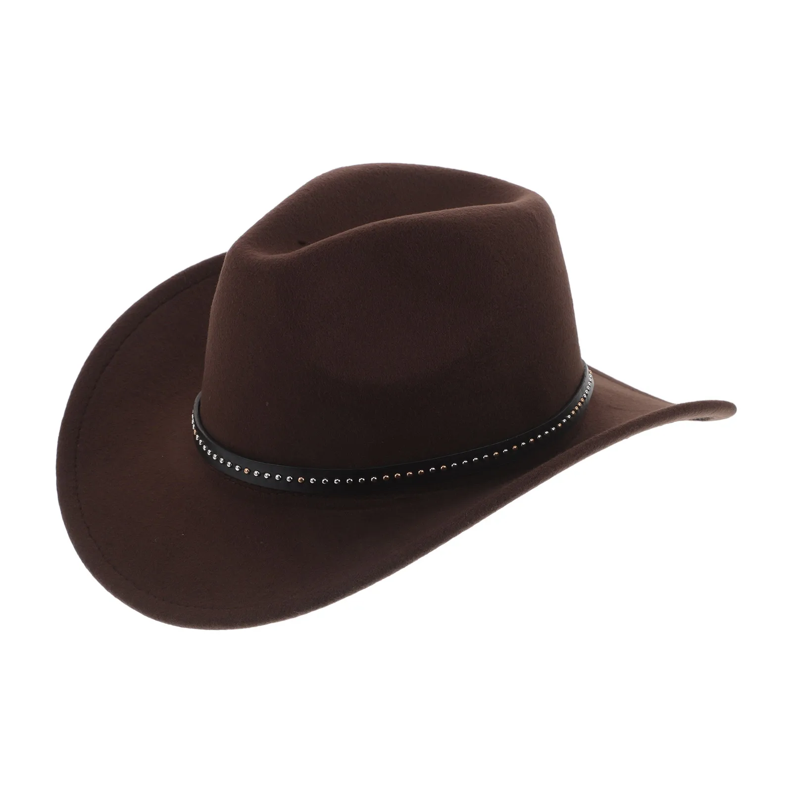 

Cowboy Black Wool Felt Jazz Unisex Wide Brim Cap Warm Autumn Winter Felt Hat Fashion Ethnic Style Cowgirl Hat Role