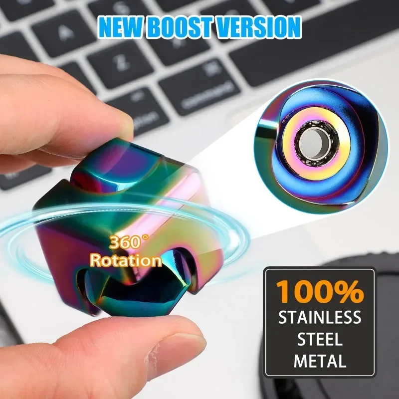 Metal Cube Rotating Fingertip Gyroscope Fidget Anti Stress Toys Adult Office Home Travel Portable Spinner Toys Christmas Gifts