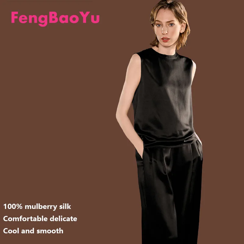 

Женский пиджак из 100% высококачественного шелка и комплект широких брюк — 2 предмета — элегантная, простая и изящная повседневная одежда