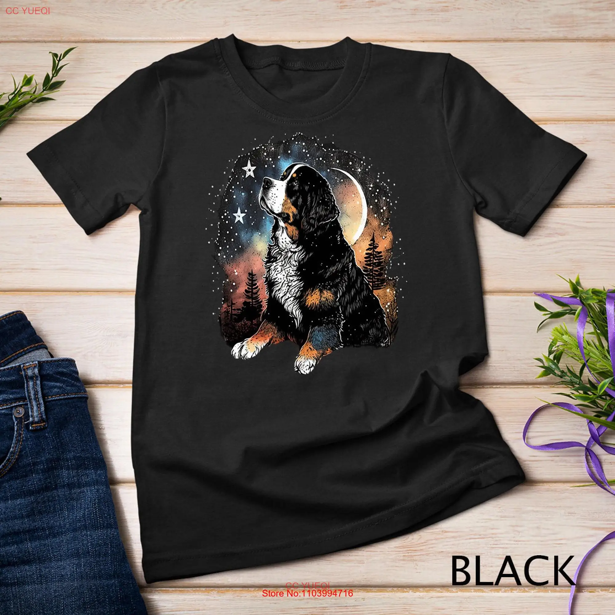 Bernese Mountain Dog Yoga Stars Moon Zen Galaxy Nature T shirt SweaT long or short sleeves