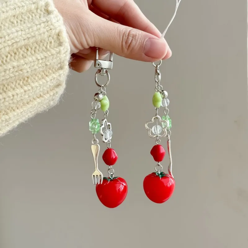 

Tomato mobile phone chain cute girl pendant bag pendant festive tomato key chain