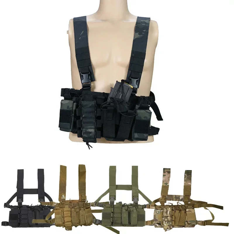 D3 Tactical FG atacs Camo Vest Wargame Gear Pack Outdoor Camping Nylon Chest Rig Vest Fit Airsoft Hunting Apparel Accessories