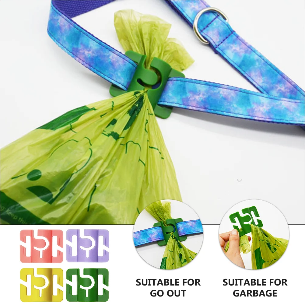 

4 Pcs Dog Waste Bag Holder H Knot Carrier Elastic Plastic Pet Supplies Clean Up Dispenser Leash Trash