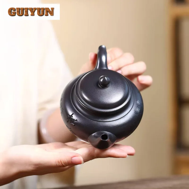 350 مللي العتيقة ييشينغ الأرجواني الطين أباريق الشاي اليدوية يضحك ساكورا وعاء الخام الخام الحجر الأصفر الطين غلاية الصينية Zisha طقم شاي الشاي