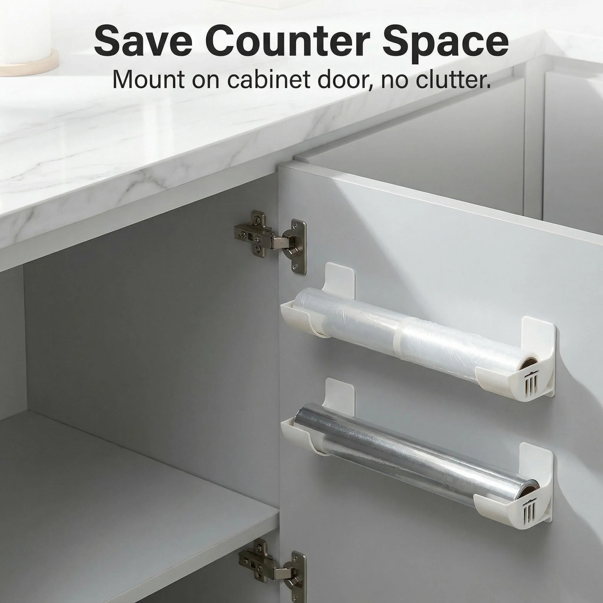 1/3 Pairs Wall Mount Storage Rack For Kitchen Cabinet Space Saving Organizer For Plastic Wrap Garbage Bags Roll Supplies