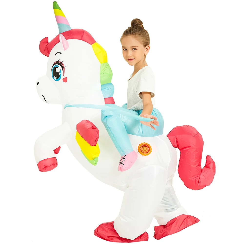 Disfraz inflable de unicornio y dinosaurio para niños, ropa divertida y bonita para niños y niñas, trajes de fiesta de actuación de Navidad y