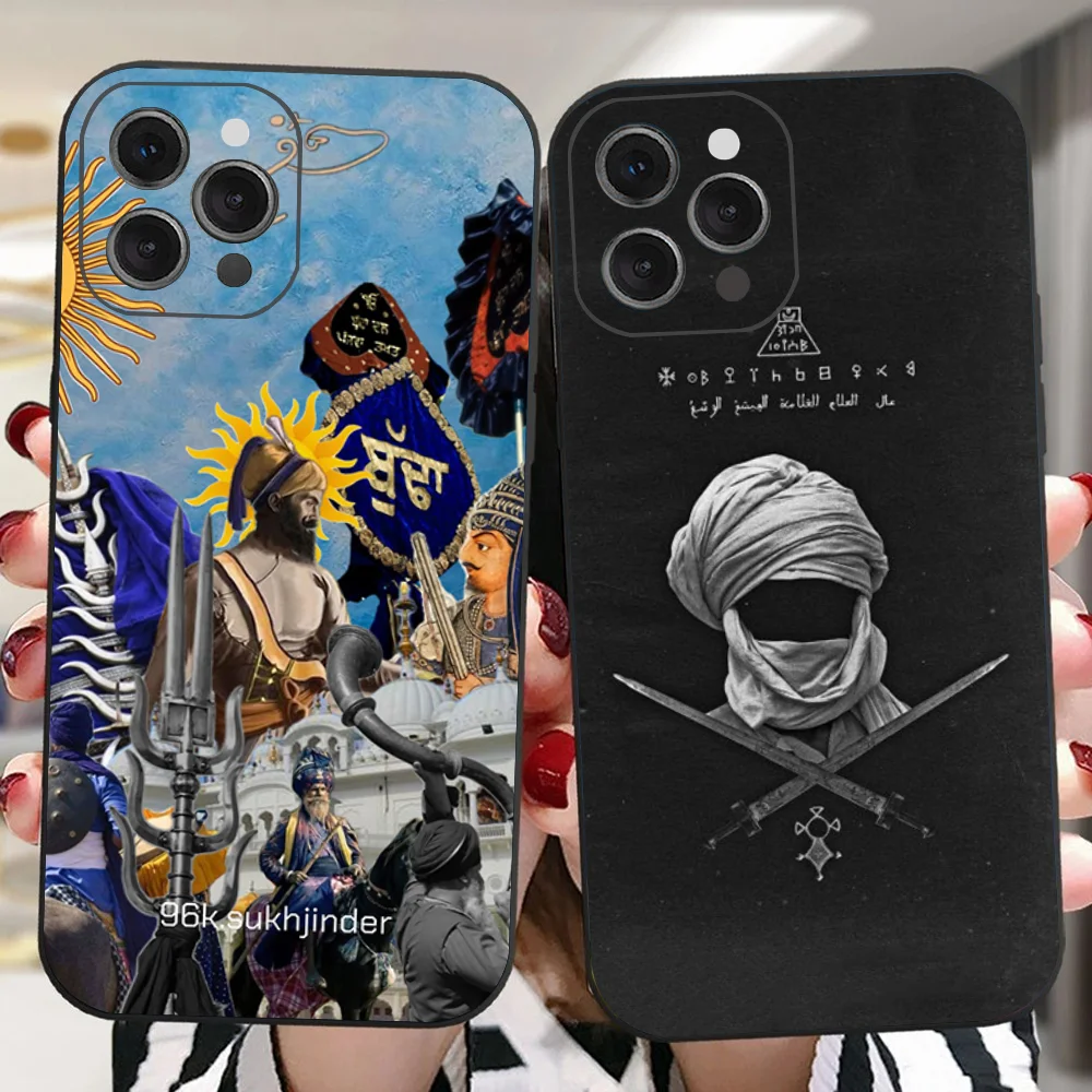 Nihang Singh Sikh Warrior Phone Case For IPhone 16 15 14 13 Pro Max 11 12 Mini X Xs XR Se 2022 Black Silicone Cover