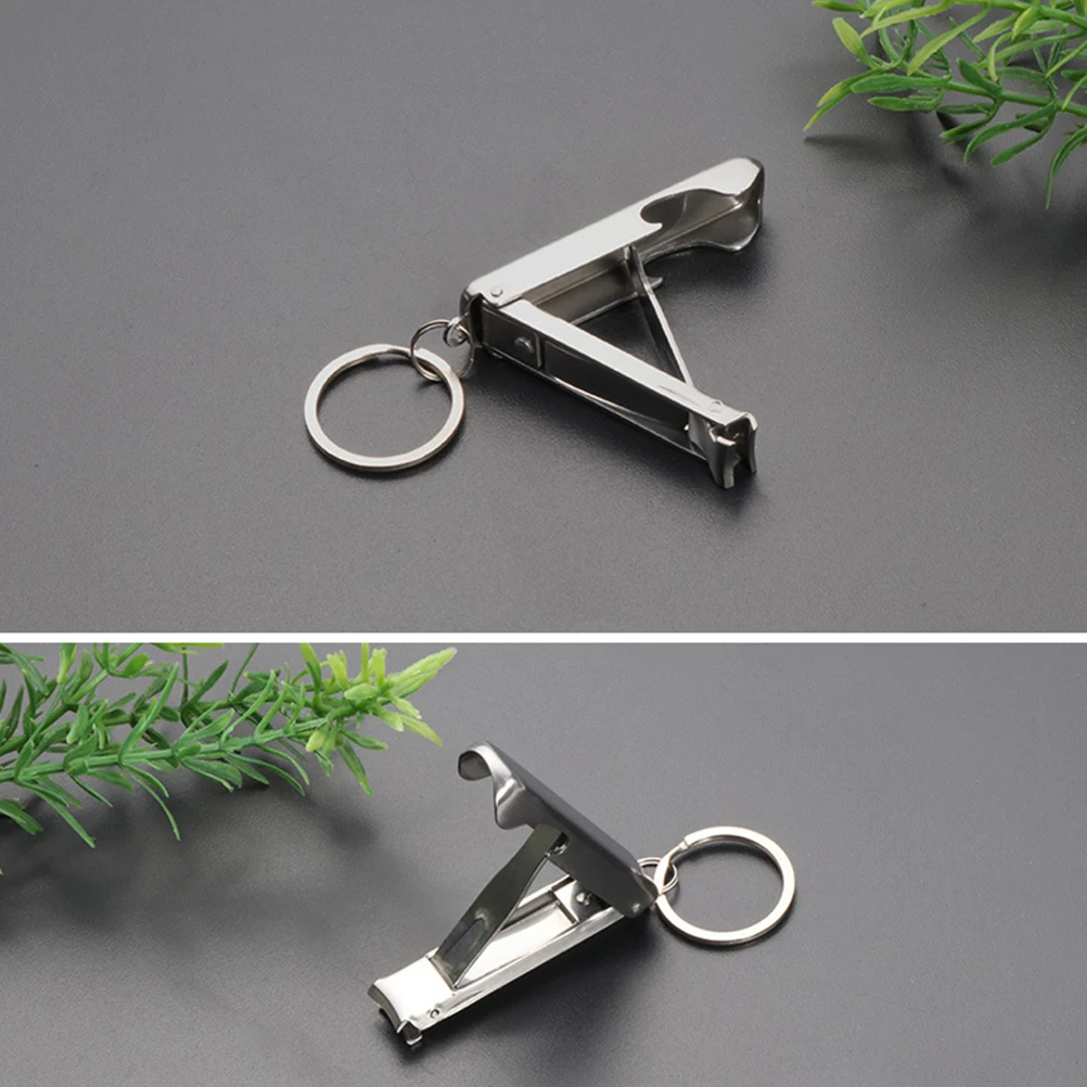 

Stainless Steel Keychain Bottle Opener Folding Nail Clipper Ergonomic Design Stable Triangular Shelf Manicure Tool