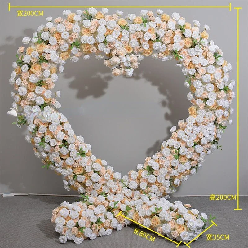 New Custom Cheap Price Event Party Backdrop Arch Flower Arrangement Heart Shaped Stand White Artificial Flowers For Decoration