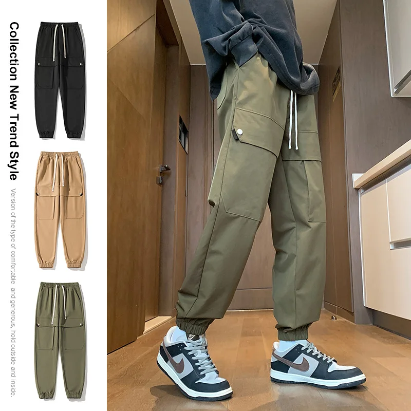 

Мужские повседневные свободные брюки в рабочем стиле с несколькими карманами, модные универсальные брюки Slim Vbie, дышащие, прямого кроя, осень 2024