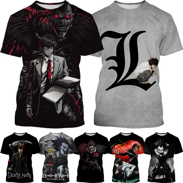 

Summer Japanese Anime Death Note 3d Print T Shirt for Man Fashion Popular Casual Short-sleeve Streetwear Y2K Top