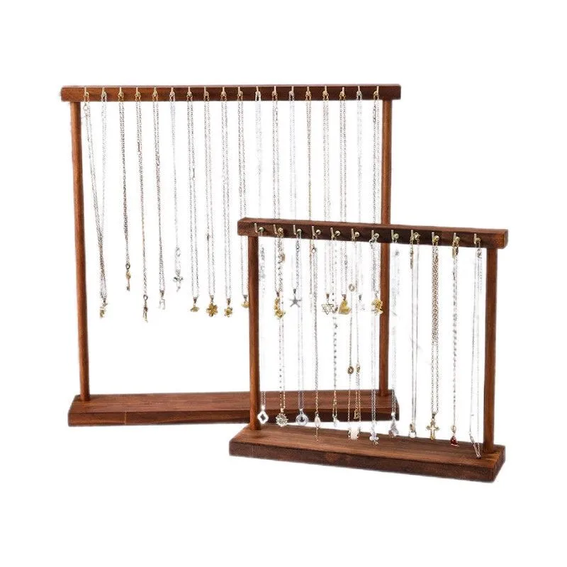 Solid Wood Necklace Display Rack Sweater Chain Bracelet Jewelry Hanging Rack Necklace Jewelry Counter Display Storage Rack ZJ142