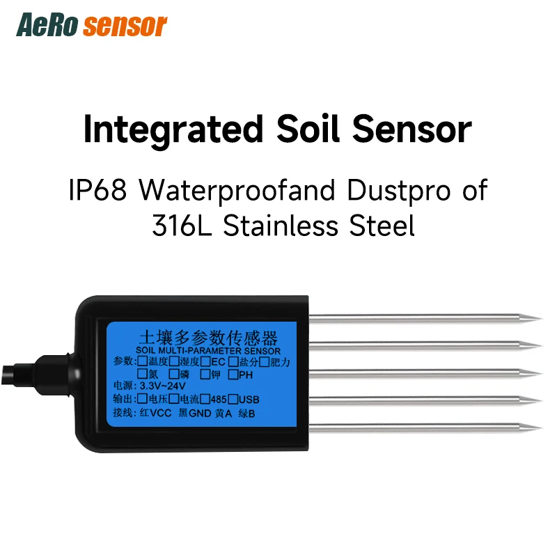 Sensor de suelo RS485 Modbus 7 en 1 medida humedad del suelo temperatura humedad EC PH NPK RS485 Modbus