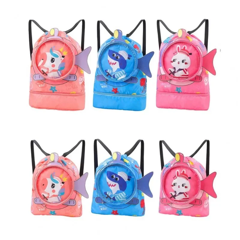 Swimming Bag Waterproof Wet and Dry Cartoon Print Beach Pool Gym Bag Waterproof Sports Storage Backpack with Shoe Compartment