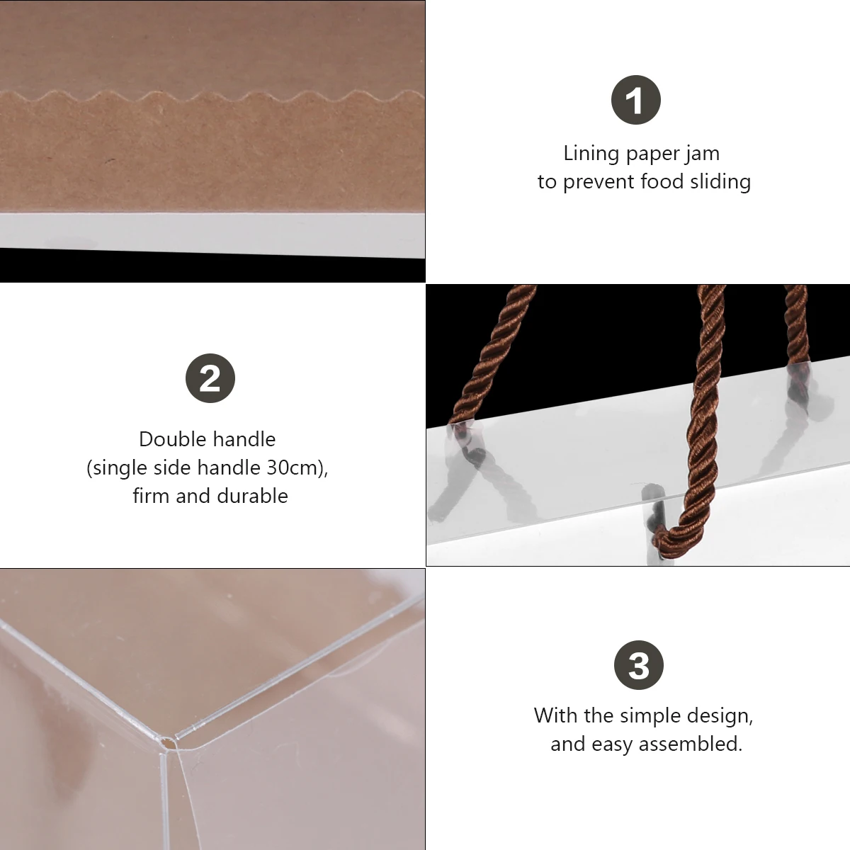 

10pcs Cake Packaging Boxes Food Grade Safe Standard Size Pastry Dessert Container Lightweight Easy Use Carry Wedding